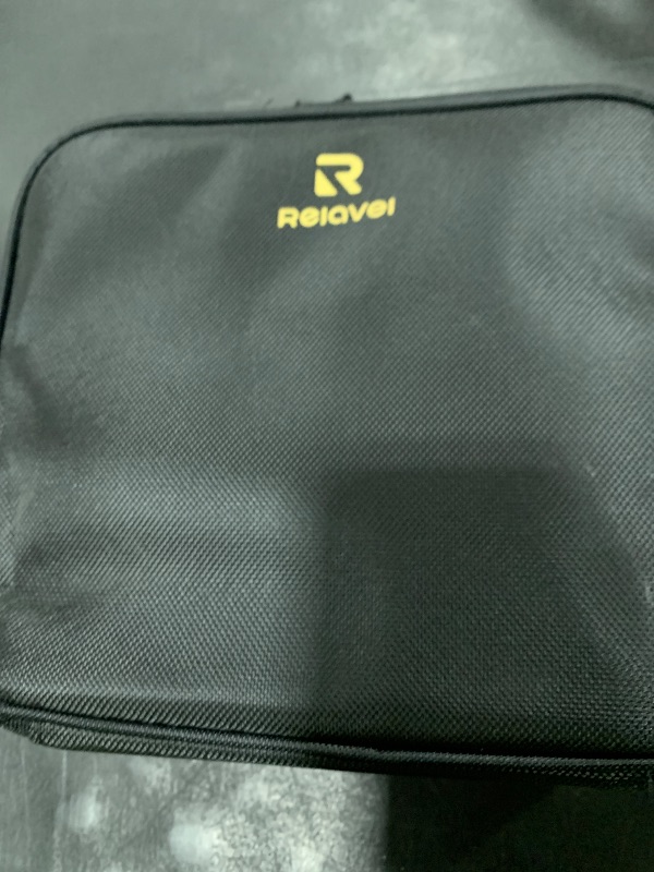 Photo 1 of Relavel Travel Makeup Train Case Makeup Cosmetic Case Organizer Portable Artist Storage Bag with Adjustable Dividers for Cosmetics Makeup Brushes Toiletry Jewelry Digital Accessories Black