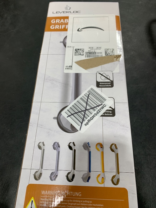 Photo 1 of LEVERLOC 2 Pack Shower Grab Bars for Bathtubs and Showers, Easy to Install Suction Shower Handles for Bathroom Removable Handrails for Seniors Elderly Heavy Duty Safety Grip Waterproof Drill Free Gray