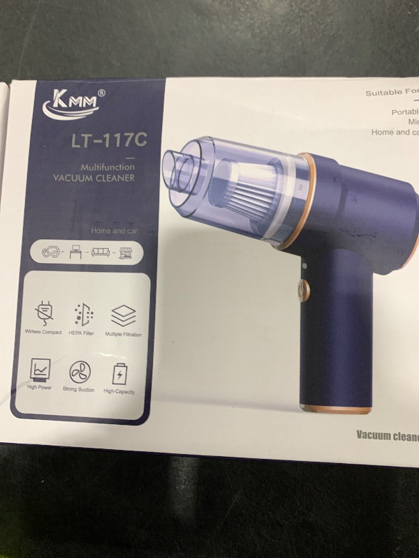 Photo 1 of KMM Handheld Car Vacuum Cleaner, 9000Pa Vacuum Cleaner and Air Duster, 120W High Power Hand Held Vacuum with LED Light and Multi-Nozzles for Car, Home, Office, Pet