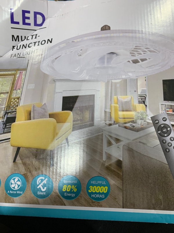 Photo 1 of Ceiling Fan Light, 12-inch Socket Fan Light with Remote Control, 3 Colors (3000K-6500K) Dimmable LED Light Bulb, Screw-in Ceiling Fan for Bedroom, Kitchen, Storage Room, Closet, and RV.