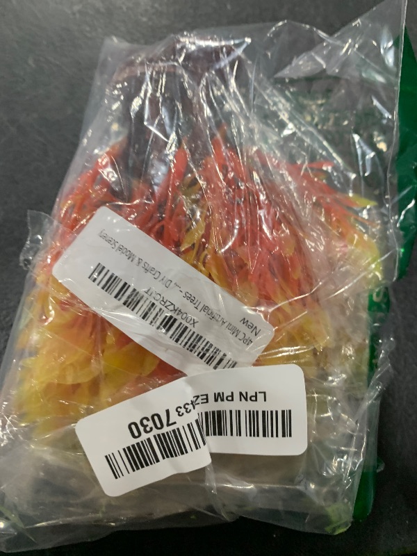 Photo 1 of 4PC Mini Artificial Trees – Autumn-Themed Plastic Plants (Approx. 3"-5.5") for School Projects, Cake Decorating, DIY Crafts & Model Scenery