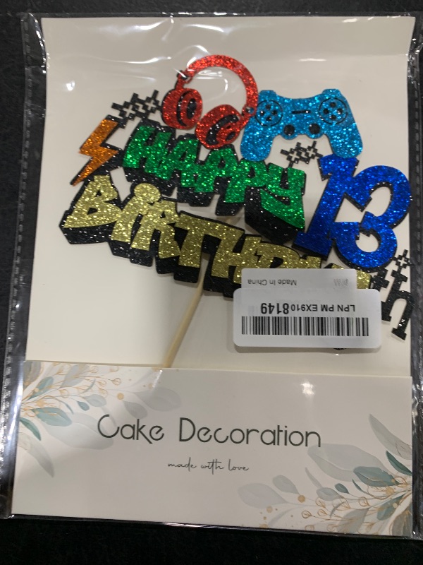 Photo 1 of Gyufise 1Pcs 13th Birthday Video Game Cake Topper Gaming Level Unlocked Game On Controllers Cake Pick Decorations Game Theme Baby Shower 13th Birthday Anniversary Party Cake Decorations