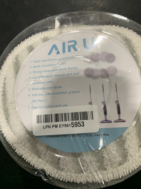 Photo 1 of AIR U+ 8 Pack Replacement Steam Mop Pads for Shark S8201 S8001 S7001 S7201 S7000AMZ S7000 S7005 S7020 S7001C Steam Mop, Steam & Scrub All-in-One Scrubbing and Sanitizing, Dirt Grip Scrub Washable Pad