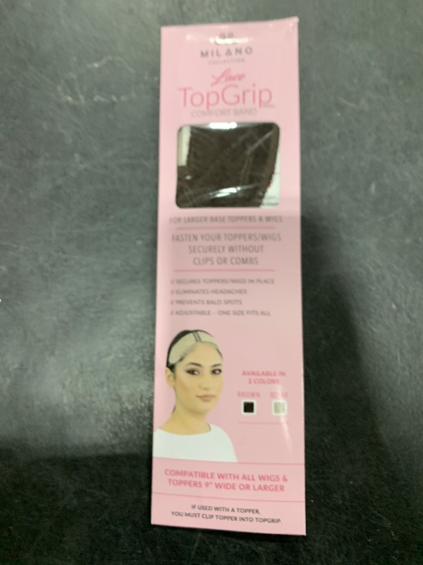Photo 1 of MILANO COLLECTION LaceTop Grip Comfort Band for Toppers Hair & Wiglets, NonSlip, Glueless Velvet Wig Band for Large Base Hairpieces, Adjustable Top Grip for Hair Topper & Wigs, Brown, Large