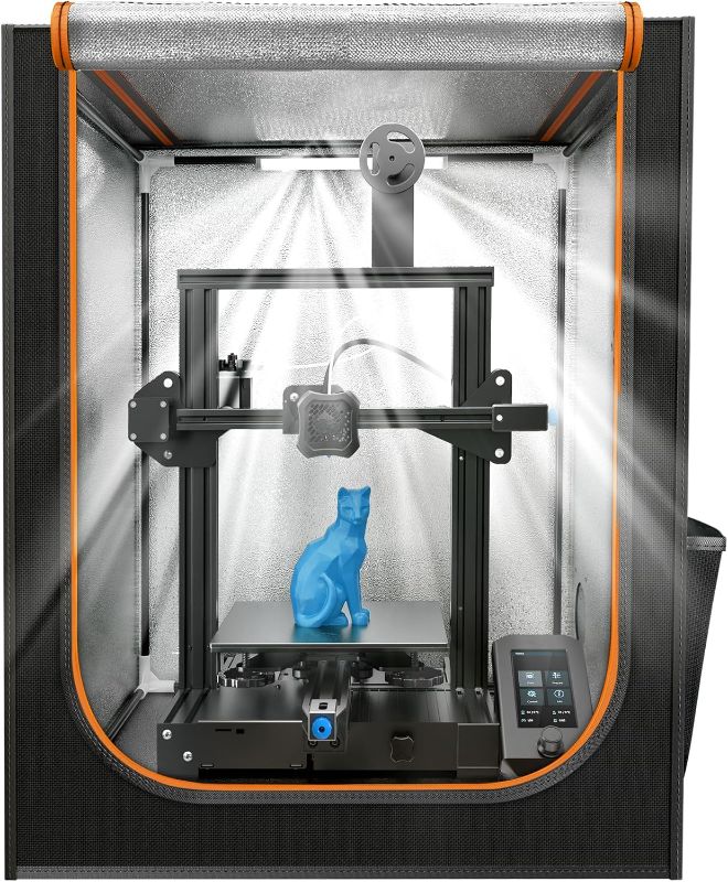 Photo 1 of 3D Printer Enclosure with LED Lighting, Fireproof Dustproof Tent Constant Temperature Protective Cover for Creality Ender 3 V3 SE/KE/Ender 3/Ender 3 Pro/Ender 3V2/Ender 3S1/Neo/Anycubic Elegoo, Medium
