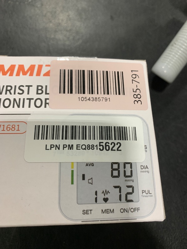 Photo 1 of MMIZOO Wrist Blood Pressure Monitor Large LCD Display BP Machine Adjustable Cuff 5.31-7.68 inch Automatic 99x2 Sets Memory with Carrying Case for Home Use (W1681)