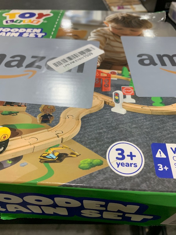 Photo 1 of TOY Life Wooden Train Set 80pcs with Magnetic Crane, Wooden Train Tracks Toys for Toddlers Boys Girls 3 4 5, 3 Year Old Boy Gift, Wood Toys Toddler Train for Kids 4-8 - Fits Thomas Brio Chuggington