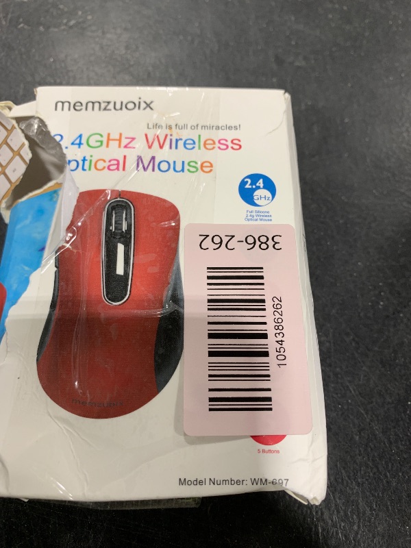 Photo 1 of memzuoix 2.4G Wireless Mouse, 1400 DPI Mobile Optical Cordless Mouse with USB Receiver, Portable Computer Mice for Laptop, PC, Desktop, MacBook, 5 Buttons, Red
