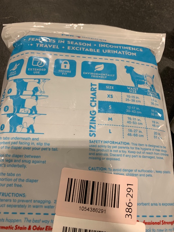 Photo 1 of Paw Inspired Washable Dog Diapers (3 Pack) | Reusable Cloth Doggy Diapers for Female Small, Medium, Large Size Dogs (Black with Black Lining, Size Small)