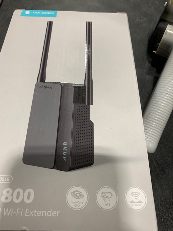 Photo 1 of Rockspace WiFi 6 Extender: Up to 3000 Sq. Ft. Coverage, 50+ Devices, Dual-Band, 1.8Gbps Speed, 4 Antennas, AP Mode with Gigabit Port for Home & Gaming AX1800 (AX1800 Black 02)