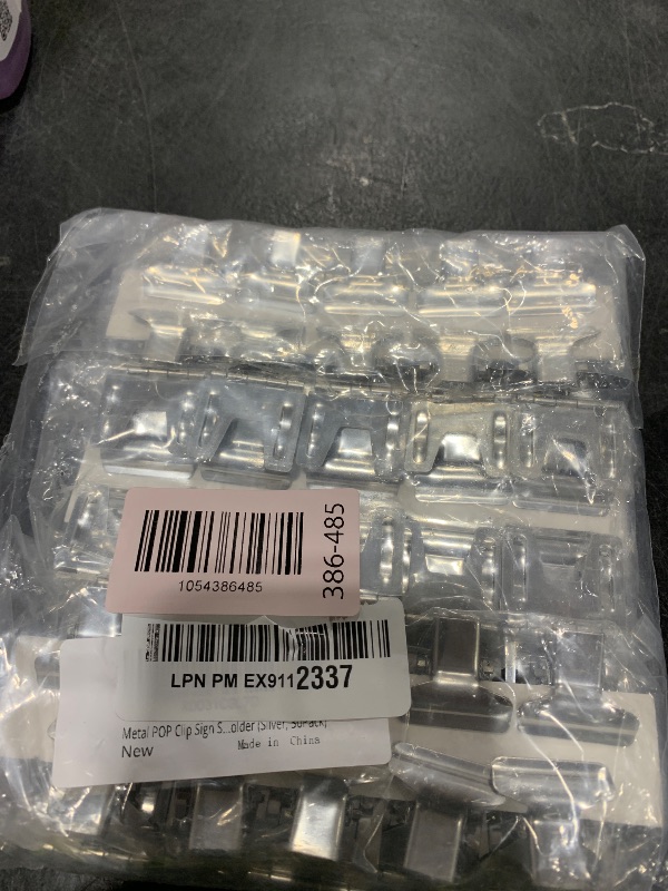 Photo 1 of Metal POP Clip Sign Stand Holder, Bread Store Price Tag Card Holder, Advertising Display Clip Holder (Silver, 30Pack)