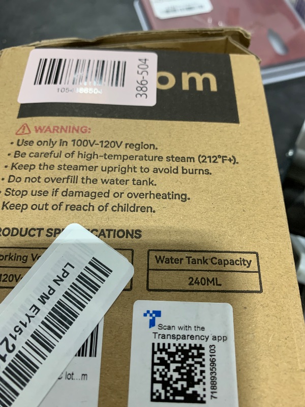 Photo 1 of OGHom Steamer for Clothes, Handheld Clothing Steamer for Garment, 240ml Big Capacity 700W Portable Travel Steam Iron (Only for 120V)