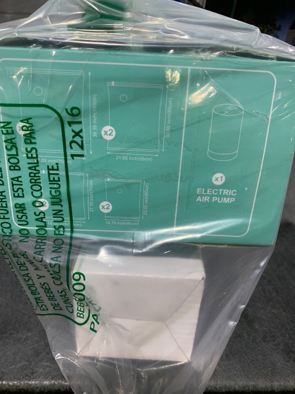 Photo 1 of Cozy Essential Travel Vacuum Clothes Bags with Electric Pump for Luggage, Suitcase, Seal Space Saver Compression for Clothing, Transparent, 8 Pack