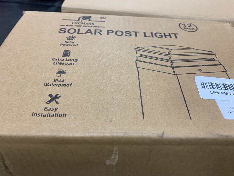 Photo 1 of EXCMARK 4x4 Solar Post Cap Lights Outdoor Waterproof 12 Pack Fence Deck Post Lights with High-Brightness LEDs, Dual Light Modes Warm White & Cool White. (Classic Black, 12)