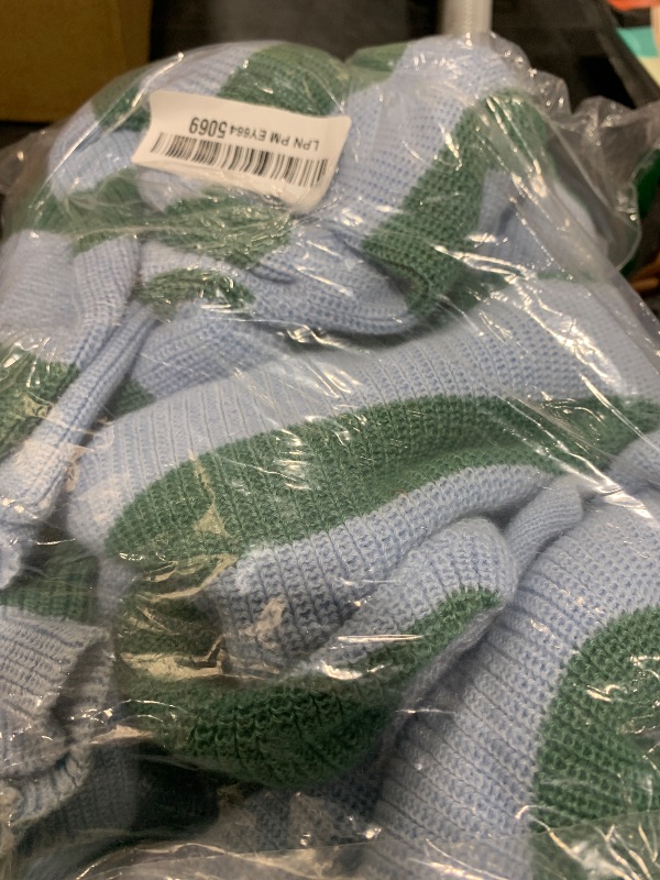 Photo 1 of Panadila Womens Oversized Lounge Sets Striped Sweater Shorts Set Matching Pajama Set 2 Piece Outfits (Light Blue Green,M)