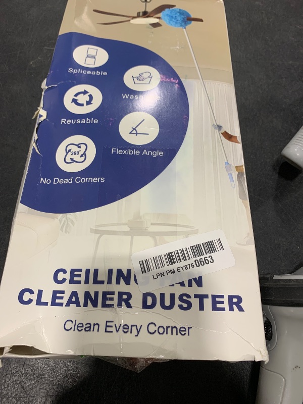 Photo 1 of Storystore Ceiling Fan Cleaner Duster with Extension Pole, Adjustable from 13 to 49.7 Inches, Removable Fan Blade Cleaner (Blue)