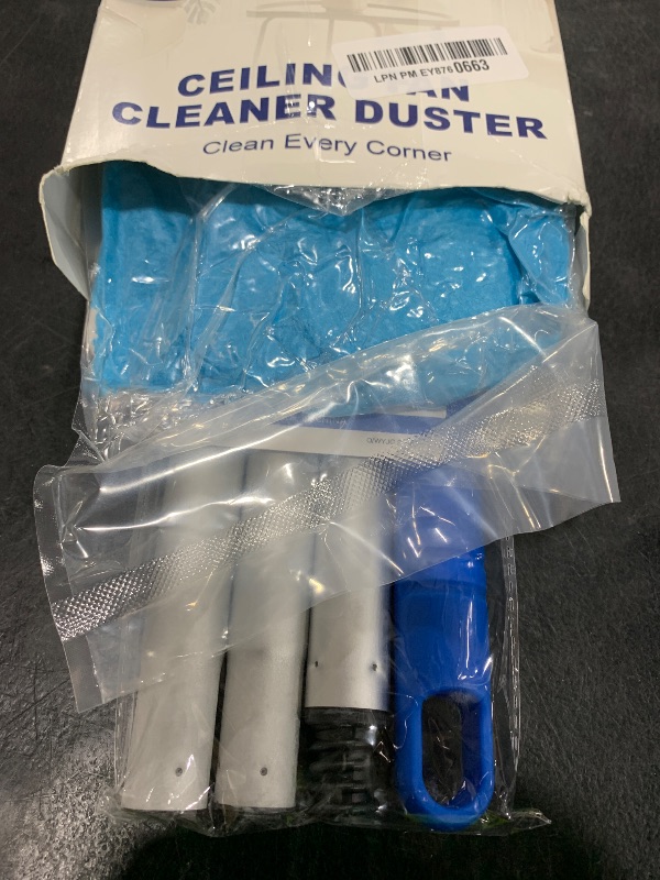 Photo 1 of Storystore Ceiling Fan Cleaner Duster with Extension Pole, Adjustable from 13 to 49.7 Inches, Removable Fan Blade Cleaner (Blue)