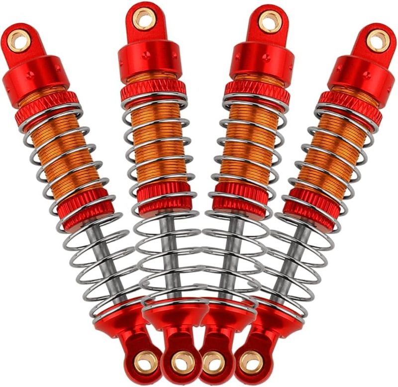 Photo 1 of 4PCS 53mm/59mm/66mm Aluminum Shocks Absorbers Oil Threaded Damper for 1/18 RC Crawler TRX4M TRX-4M Bronco Defender K10 Upgrade Parts,Silver Color Spring (59mm red)