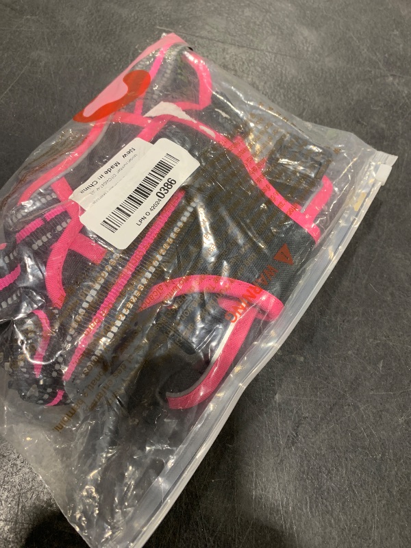 Photo 1 of rabbitgoo Dog Harness No Pull with 2 Leash Clips, Adjustable Soft Padded, Reflective Oxford No Choke Pet Vest with Easy Control Handle for Large Dogs, Black & Hot Pink, M