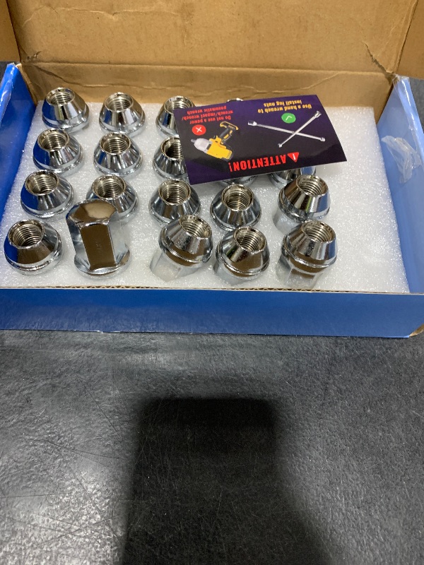 Photo 1 of 20 Pcs M14x1.5 Lug Nuts Chrome Compatible with Wrangler Gladiator Cherokee Grand Ram 1.46 Inch 7/8 Hex OEM Factory Style Large Acorn Seat Wheel Lug Nuts