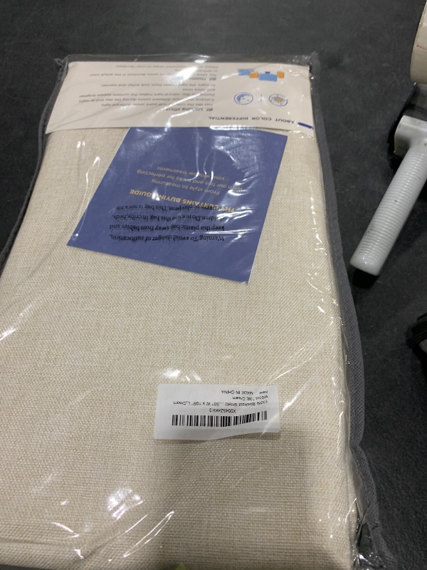 Photo 1 of 100% Blackout Shield Linen Blackout Curtains for Bedroom 108 Inches Long, Back Tab/Rod Pocket Living Room Drapes, Thermal Insulated Blackout Curtains 2 Panels Set, 50" W x 108" L,Cream