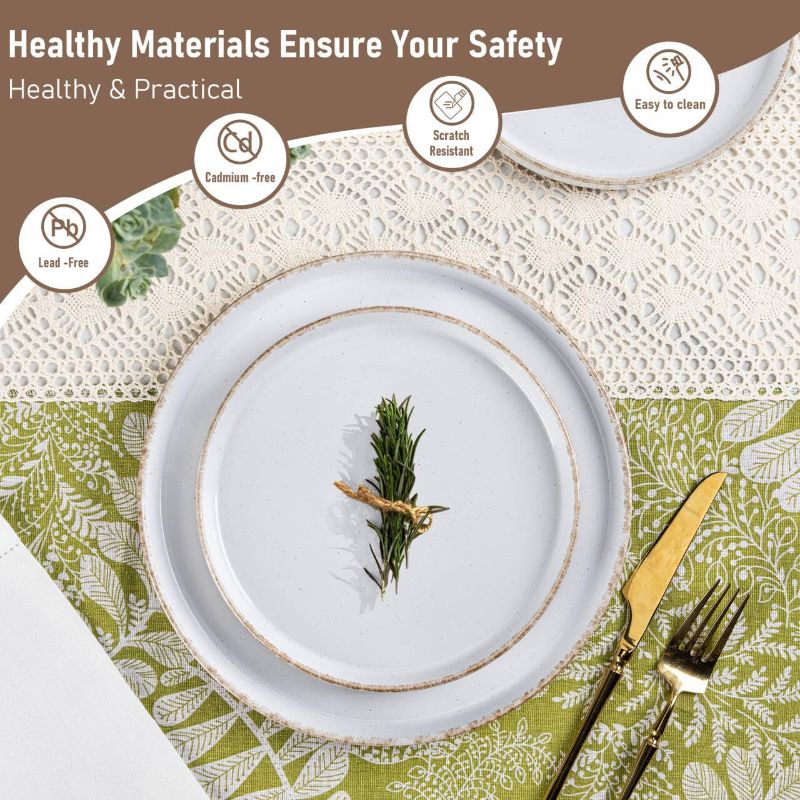 Photo 1 of AmorArc Ceramic Dinnerware Sets  6Handpainted Plates and Bowls Set with Rustic Terracotta Underside, Scratch Resistant Stoneware Dishes Set, Dishwasher & Microwave Safe