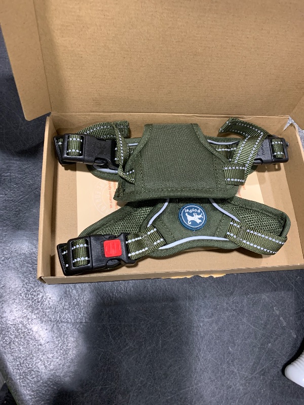 Photo 1 of PoyPet No Pull Dog Harness, No Choke Reflective Dog Vest, Adjustable Pet Harnesses with Easy Control Padded Handle for Small Medium Large Dogs(Military Green,S)