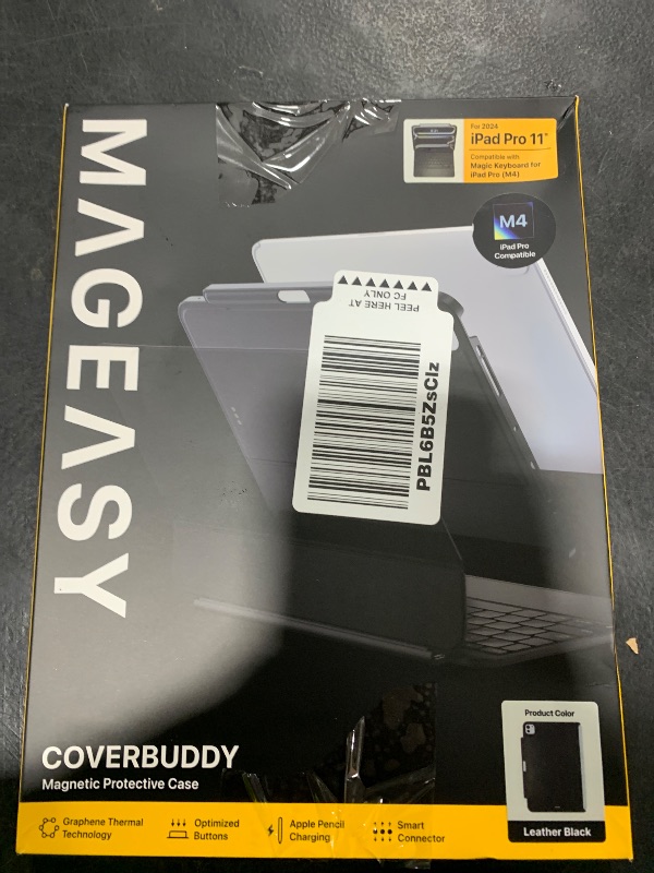 Photo 1 of MAGEASY CoverBuddy for M4 iPad Pro 11" (2024) - iPad Pro Case Compatible with Magic Keyboard for iPad Pro (M4), Enhanced Thickness & Heat Dissipation - New Black (Leather 5.05)