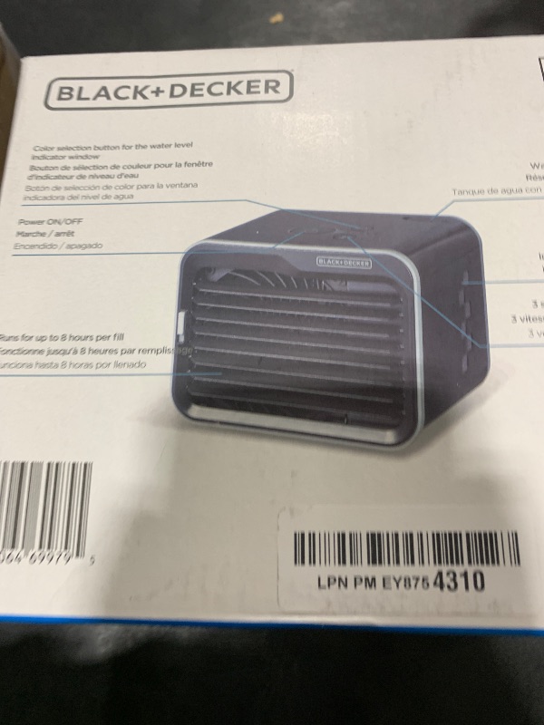 Photo 1 of BLACK+DECKER Desktop Air Cooler, Personal Portable Fan with 3-Speeds, Evaporative Air Cooler with 0.5L Water Tank, Air Cooler Fan for Desk, Home, Office, Bedroom, and more, BDMC10B, Black