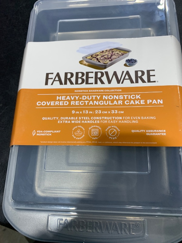Photo 1 of Farberware Nonstick Bakeware Baking Pan With Lid / Nonstick Cake Pan With Lid, Rectangle - 9 Inch x 13 Inch, Gray