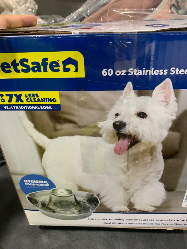 Photo 1 of PetSafe Seaside Stainless Pet Fountain - Encourages Hydration - Dual Filtration Removes Odors - Compact Design - Rust Resistant Material - Quiet Motor -