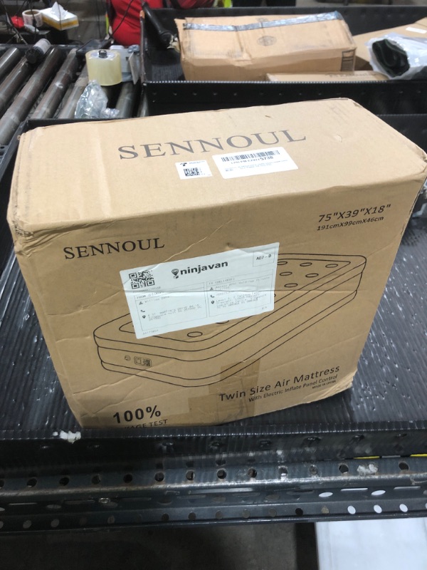 Photo 1 of SENNOUL Twin Air Mattress with Built in Pump Raised,Upgraded Single Blow Up Bed,2 Mins Quick Self Inflatable/Deflation,18"/550lbs Max, Strong Support,No Leakage,No Odor,for Home,Guests,Camping,Travel