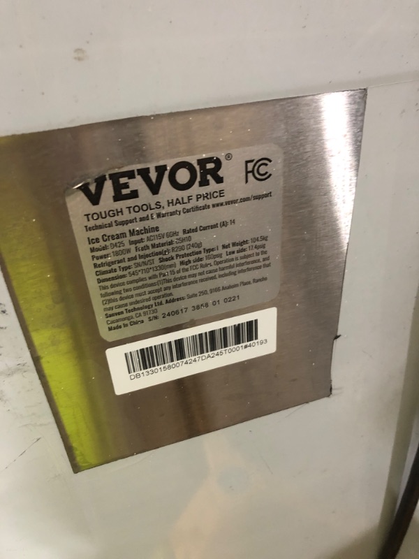 Photo 1 of VEVOR Commercial Ice Cream Machine, 21-31 L/H Yield, 1800W 3-Flavor Freestanding Soft Serve Ice Cream Maker, 2 x 5.5L Stainless Steel Cylinder, LED Panel Auto Clean Pre-cooling, for Restaurant Bars