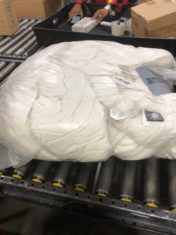 Photo 1 of TOPGREEN 100% Organic Feather Down Comforter Full/Queen Size, Luxury Extra-Fluffy Duvet Insert, All Season Bed Comforter with Ultra-Soft Organic Cotton Case (90x90 Inch, Ivory White)