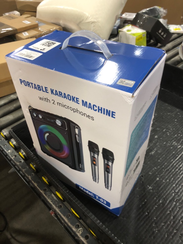 Photo 1 of VOSOCO Karaoke Machine, Portable Bluetooth Karaoke Speaker with 2 Wireless Microphones, PA System for Adults Kids with LED Lights, Supports FM/AUX/USB/TF for Home Party