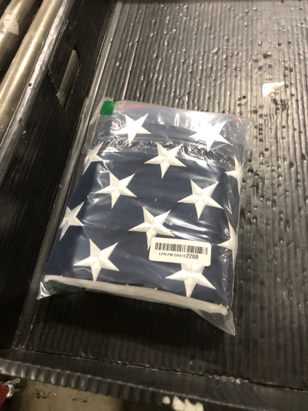 Photo 1 of American Flag for Outside Heavy-Duty US Flag with Embroidered Stars Reinforced Material USA Flag Built for Outdoors Sewn Stripes UV Protection Brass Grommets (3x5 ft)