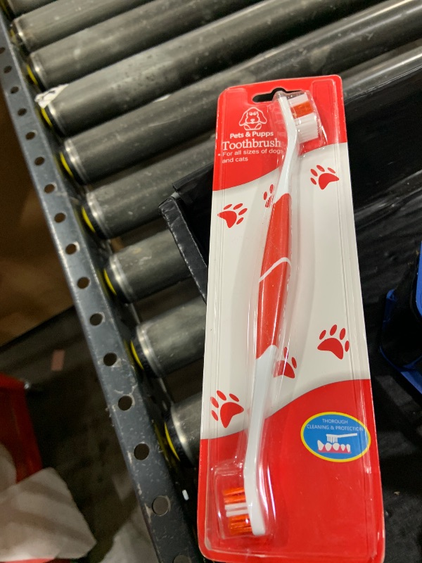 Photo 1 of Pet Toothbrush for Dogs, Cats with Soft Bristles - Easy Teeth Cleaning & Dental Care, Non Slip Dual Head Dog Toothbrush