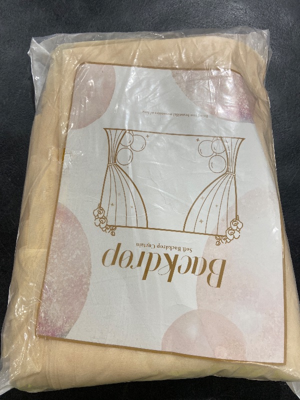 Photo 1 of 10ft x 10ft Champagne Sheer Tulle Backdrop Curtains with Lights String Wedding Backdrop for Reception Ceremony Birthday Party Baby Shower Photo Booth Background Decoration