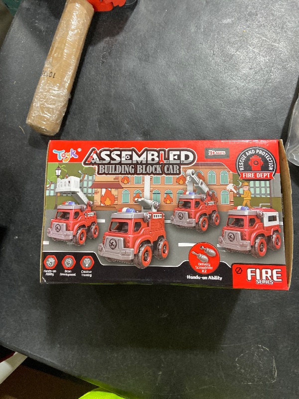 Photo 1 of 4-in-1 Take Apart Toys Truck with Electric Drill, DIY Assembly Fire Truck Toy Vehicles, Kids STEM Building Educational Cars Toys, Birthday Gifts for Age 3 4 5 6 7 8 Years Old Boys Girls