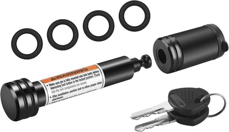 Photo 1 of METOWARE Trailer Hitch Lock - 5/8" Dia Locking Hitch Pin, Anti-Theft Trailer Receiver Lock, Fits 2" Receiver Tubes, Class III & IV Hitch Receivers, Black (1 Pack)