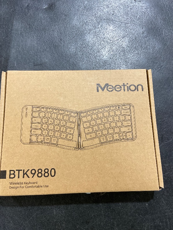 Photo 1 of MEETION Ergonomic Foldable Bluetooth Keyboard, Split Compact Portable Keyboard for Business Travel, Ultra-Thin Folding Rechargeable Wireless Keyboards for iOS Android Windows Mac Tablet PC Smartphone