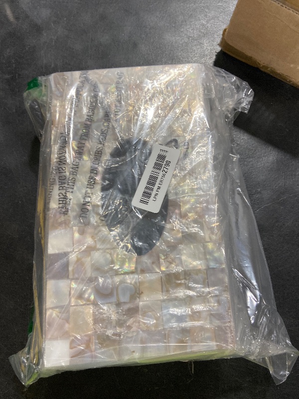 Photo 1 of Milano Tissue Box Cover Rectangular - Decorative Tissue Box Holder Rectangular is Finished in Beautiful Mother of Pearl Shells - Durable Tissue Cover for Elegant Decor