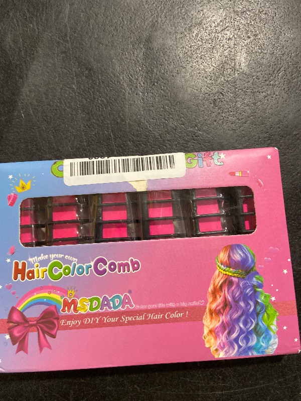 Photo 1 of MSDADA New Hair Chalk Comb Temporary Hair Color Dye for Girls Kids with Light Color Hair, Washable Hair Chalk for Girls Age 4 5 6 7 8 9 10 Birthday Cosplay DIY, Easter Stocking Suffer (Pink)