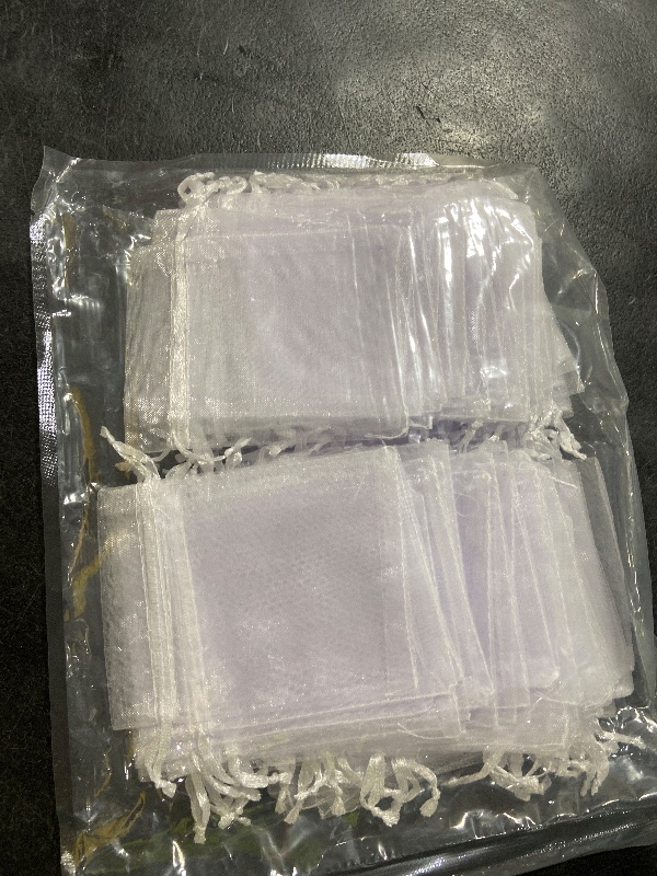 Photo 1 of HRX Package 100pcs White Organza Jewelry Bags Drawstring 3 x 4 inch, Little Mesh Gift Pouches Mini Candy Bags for Small Presents Jewelry Earrings