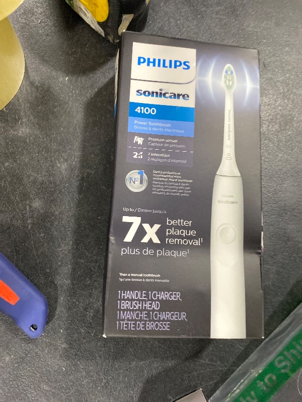 Photo 1 of Philips Sonicare 4100 Rechargeable Electric Toothbrush, with Pressure Sensor, 2 Intensity Settings, SmarTimer and QuadPacer, 14-Day Battery Life, White, Model HX3681/23
