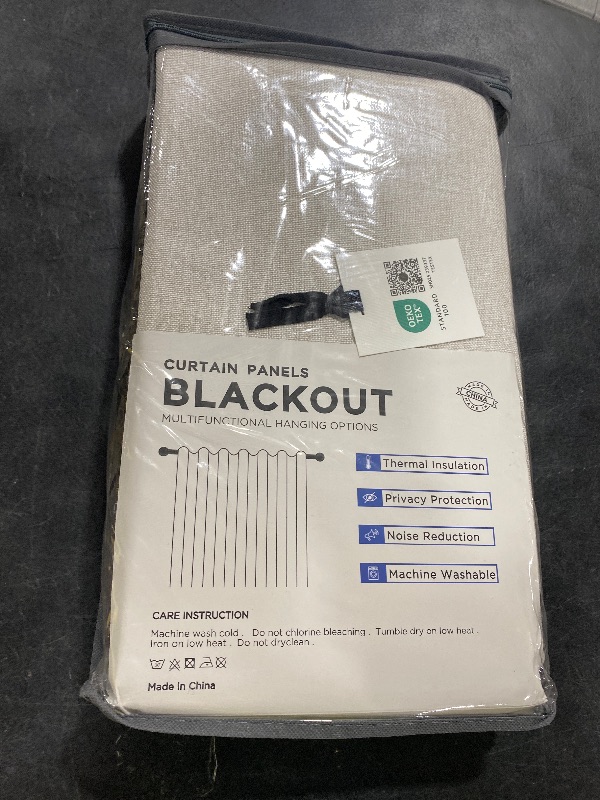 Photo 1 of 100% Blackout Shield Linen Blackout Curtains for Bedroom 96 Inches Long, Back Tab/Rod Pocket Living Room Drapes, Thermal Insulated Blackout Curtains 2 Panels Set, 50" W x 96" L, Beige