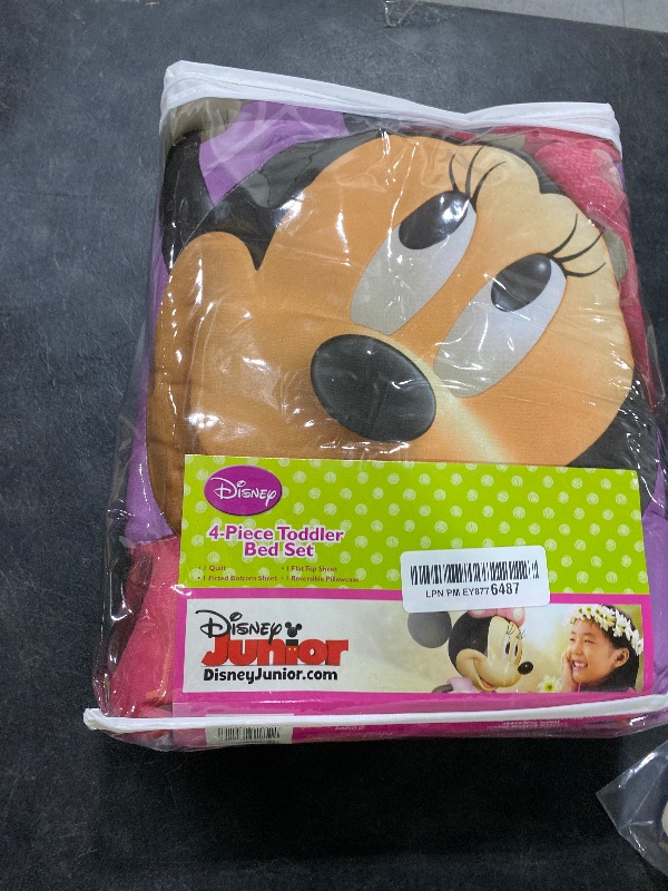 Photo 1 of Disney 4 Piece Minnie's Fluttery Friends Toddler Bedding Set, Lavender