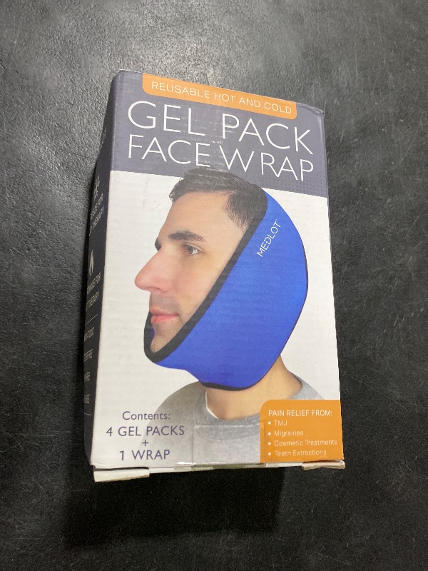 Photo 1 of LotFancy Face Ice Pack Wrap for TMJ, Wisdom Teeth, with 4 Reusable Hot Cold Therapy Gel Packs, Pain Relief for Head, Oral and Facial Surgery, Dental Implants, Blue