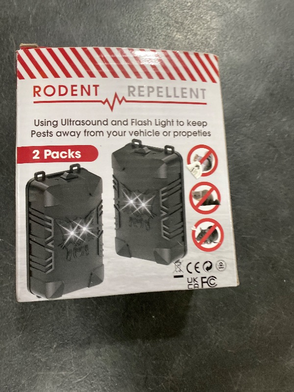 Photo 1 of 2 Pcs Under Hood Rodent Repeller with Strobe Light & 3 Power Supply Methods, Professional Ultrasonic Mouse Repellent Rat Squirrel Deterrent for 12V Cars Trucks RV Engine Bay Warehouse Attic