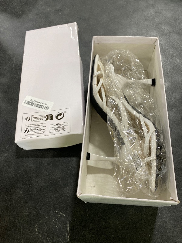Photo 1 of MakeMeChic Women's Open Toe Floral Kitten Heels Flower Summer Beach Sandals Solid White 7.5